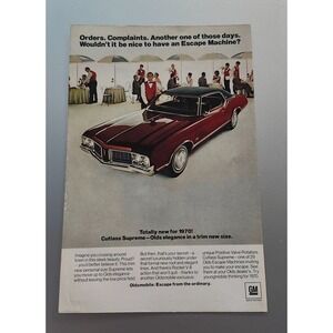 1970 Oldsmobile Cutlass Supreme Vintage Advertisement Print Art Car Ad